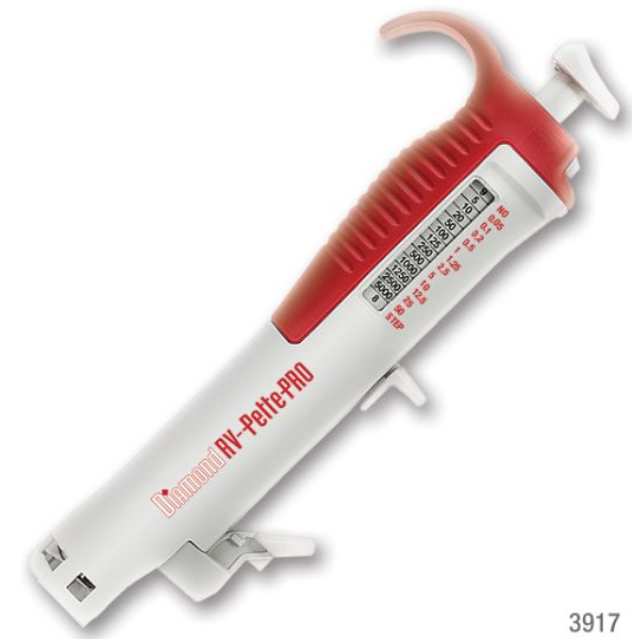 Diamond RV-Pette PRO, Repeat Volume Pipettor with Two Tips and Gray 25mL Adapter (Uses RV-Pette PRO Dispenser Tips)