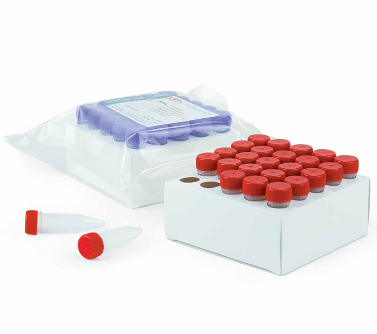 Diamond Midi Centrifuge Tube, 5ml, Polypropylene, Assembled Red Screw Cap, Graduated, Sterile, 50/rack, 10 rack/cs