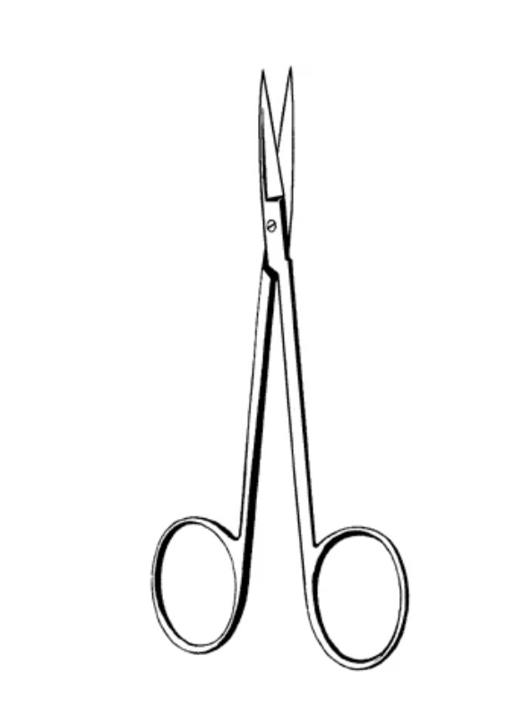 Merit Iris Scissors, 4 1/2", Sharp/Sharp, Straight, Smooth, Finger Rings, Stainless Steel, Reusable, Non-Sterile