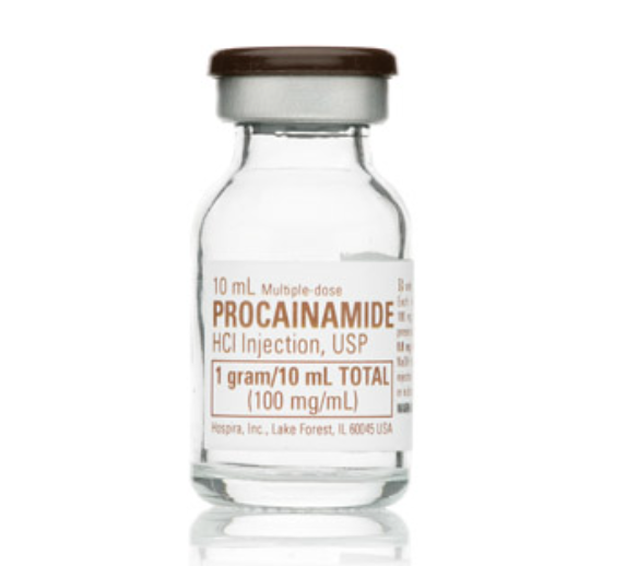 Procainamide Hydrochloride Injection, USP, 100 mg/ml, 10 ml Vial, Multiple Dose, Glass Fliptop Vial