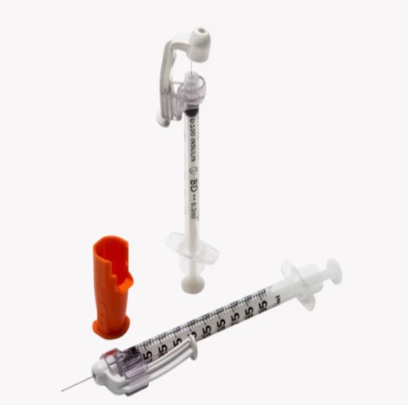 BD, SafetyGlide 1mL Tuberculin Syringe w/27 G x 1/2" Attached Needle