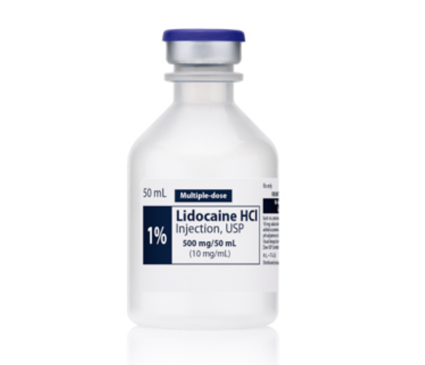 Lidocaine Hydrochloride Injection, USP, 10 mg/ml, 50 ml Vial, Multiple Dose, Plastic Fliptop Vial, 25/bx