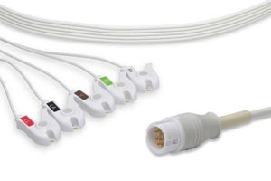 Disposable Direct-Connect ECG Cable, 5 Leads Clips