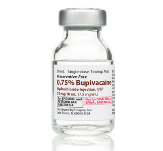Bupivacaine Hydrochloride Injection, USP, 7.5 mg/ml, 10 ml Vial, Single Dose, Glass Teartop Vial, 25/bx