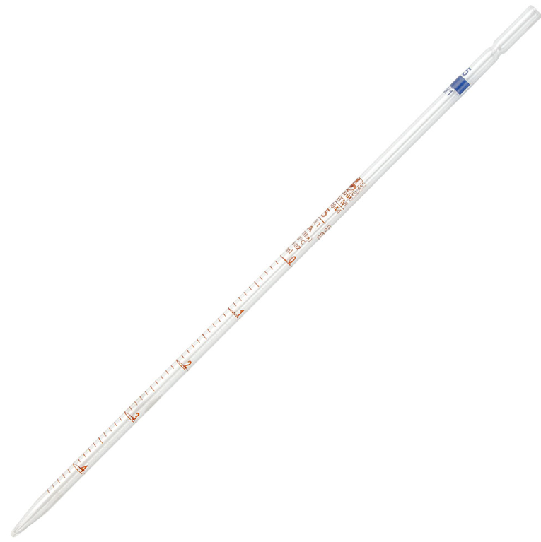 Pipette, Serological, Globe Glass, Reusable, 5mL, Class A, To Deliver (TD), 0.1 Graduations, Blue Band, 6/bx