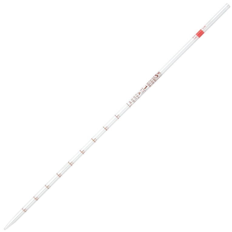 Pipette, Serological, Globe Glass, Reusable, 1mL, Class A, To Deliver (TD), 0.1 Graduations, Red Band, 6/bx