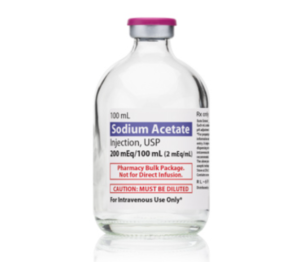 Sodium Acetate Injection, USP, 2meq/ml, 100ml Vial, Pharmacy Bulk Package Glass Fliptop Vial