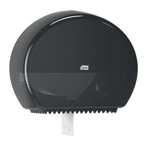 Bath Tissue Roll Dispenser, with Reserve, Jumbo, Mini, Universal, Black, T2, Plastic, 10.8" x 13.6" x 5.2"