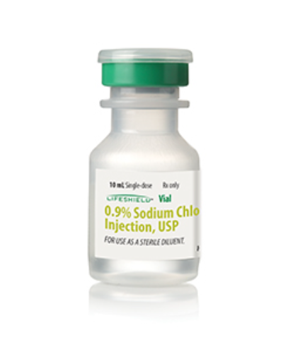 0.9% Sodium Chloride Injection, USP, 10 ml Vial, Single Dose, LifeShield Plastic Fliptop Vial, 25/bx