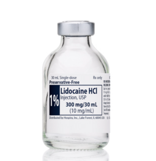 Lidocaine Hydrochloride Injection, USP, 10 mg/ml, 30 ml Vial, Single Dose, Glass Teartop Vial, 25/bx