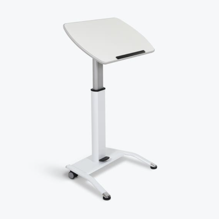 Luxor Pneumatic Adjustable Height Lectern/Mobile Standing Desk, White