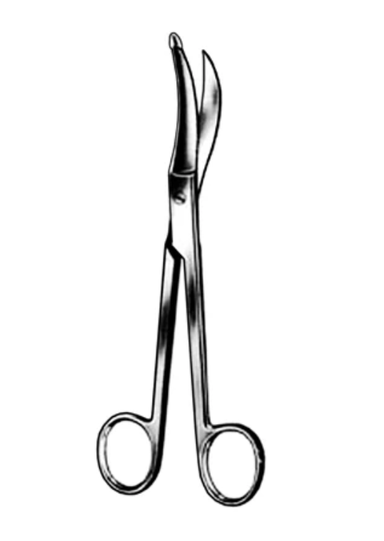 Waldmann Episiotomy Scissors, 7", Sharp/Sharp, Curved, Serrated, Stainless Steel, Reusable, Non-Sterile
