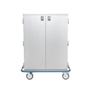 Ultra Space Saver Case Cart 42"W x 55 1/2"H x 29"D, (2) Stainless Steel Wire Pullout Shelves, (1) Door