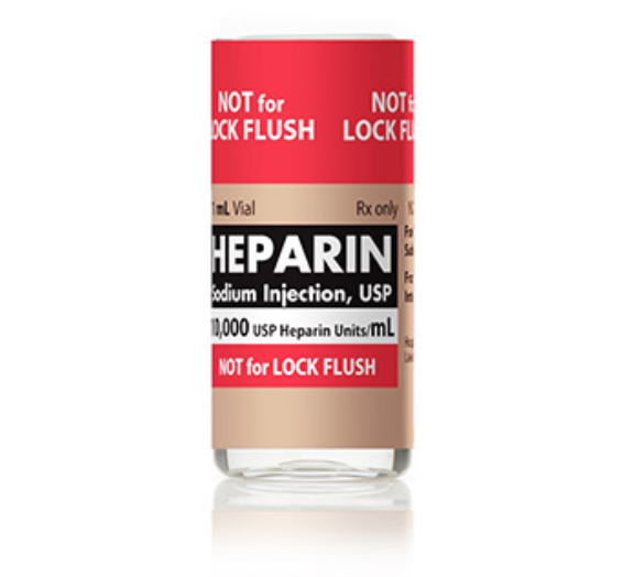 Heparin Sodium Injection, USP, 10,000 units/ml, 1 ml Vial, Single Dose, Glass Fliptop Vial, 25/bx
