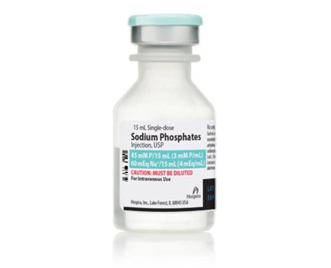Sodium Phosphates Injection, USP, 3 mmol/ml, 15 ml Vial, Single Dose, Plastic Fliptop Vial, 25/bx