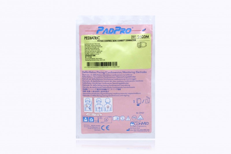 Conmed PadPro Pediatric Radiotranslucent Multifunction Electrode with Physio-Control Quik-Combo Connector, 10/Case