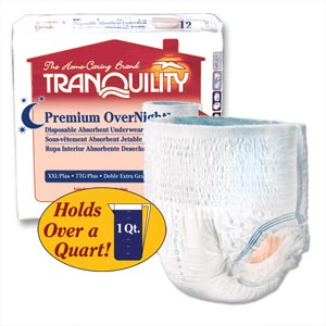 Underwear, XXL-Plus Overnight DAU, 62"-80", 250+ lbs, Capacity 34.0 fl oz, 12/bg, 4 bg/cs (30 cs/plt)