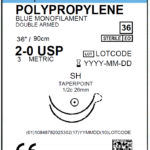 Surgical Specialties Sharpoint Plus 2-0 36 inch Polypropylene Suture with Needle and Blue, 36 per Box