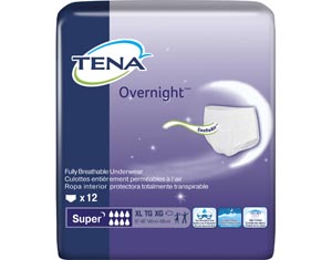 Super Protective Underwear, Overnight, Unisex, X-Large, 55" - 66" Hip Size, White, 12/pk, 4 pk/cs