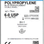 Surgical Specialties Sharpoint Plus 6-0 30 inch Polypropylene Suture with Needle and Blue, 36 per Box