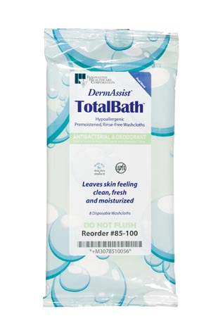 Bath Cloth, Standard Weight, Antibacterial, Deodorant, Clean Scent, Moisturizing, 8/pk, 30 pk/cs