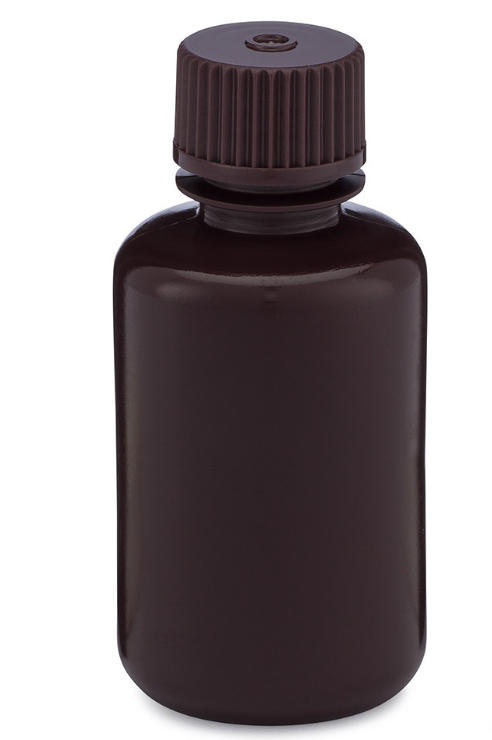 Diamond RealSealBottle, Narrow Mouth Boston Round, Amber HDPE with Amber PP Closure, 60mL, 12/bg