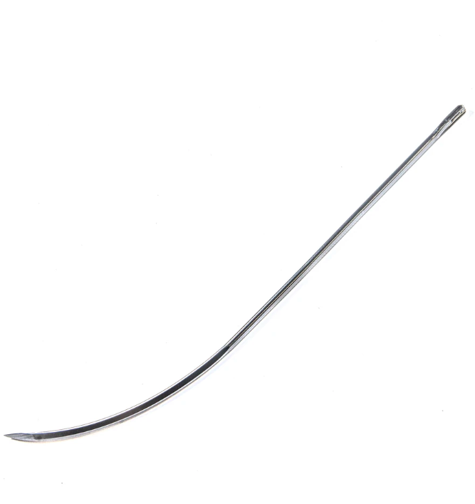 Post Mortem Needle, Half Curved, #2, Stainless Steel, Disposable, Non-Sterile, Latex-Free, 12/pk