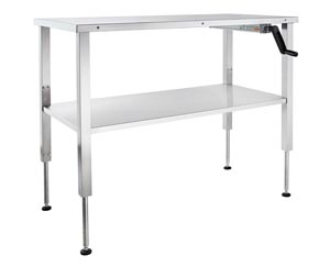 Hydraulic Instrument Table 60"W x (30 - 42)"H x 30"D, (4) 3" Casters, Brake, Shelf Manual Crank