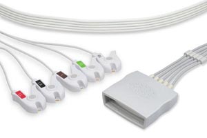 Disposable ECG Leadwire, 5 Leads Pinch/Grabber, 10/bx, Philips Compatible w/ OEM: 989803172031
