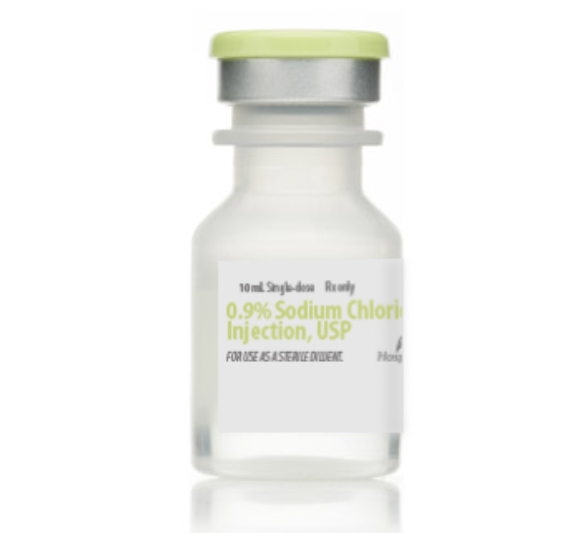 0.9% Sodium Chloride Injection, USP, 10 ml Vial, Single Dose, Plastic Fliptop Vial, 25/bx