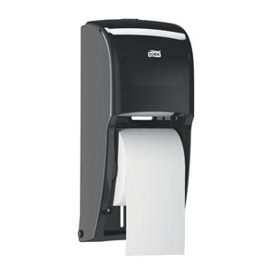 Bath Tissue Roll Dispenser, High Capacity, Universal, Black, T26, Plastic, 14.2" x 6.3" x 6.5"