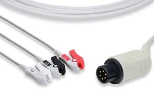 Direct-Connect ECG Cable, 3 Leads Clip, AAMI Compatible w/ OEM: 1073/P, 11110-000167, FSR1311