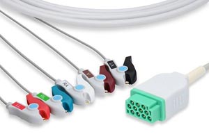 Direct-Connect ECG Cable, 5 Leads Clip, GE Healthcare > Marquette Compatible w/ OEM: NEMQ1151