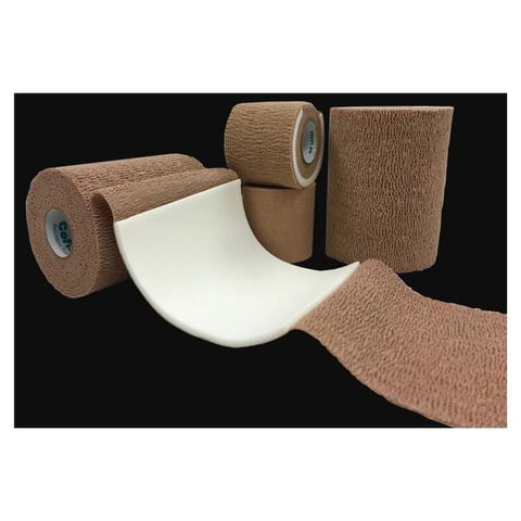 Andover Coflex 4 inch x 2.5 Yd. Absorbent Foam Dressing with Self-Adherent Wrap, Tan, 8/Case