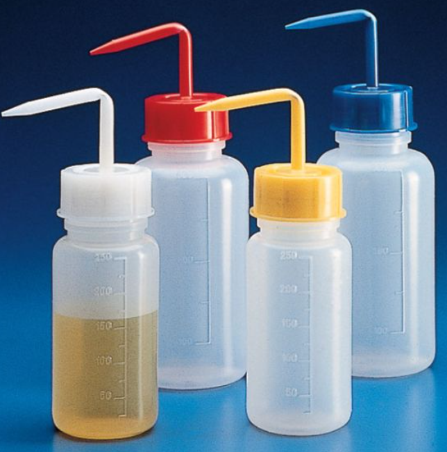 Wash Bottle, Squeeze with Wide Mouth, Screw Cap, Polyethylene, 500ml, Clear/ Natural, 10/cs