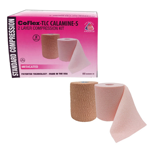 Andover CoFlex UBC 4 inch Standard Two Layer Compression Unna Boot Bandage System with Calamine, Tan, 16/Case