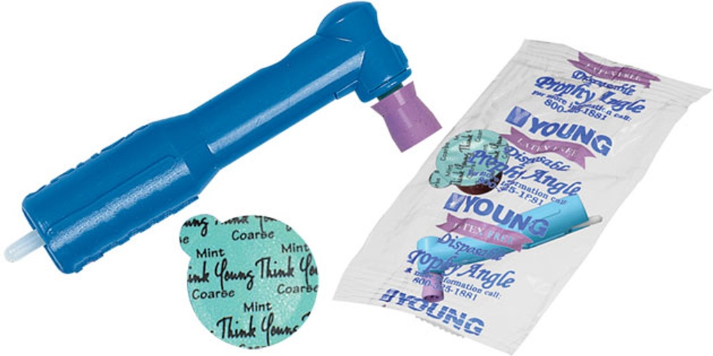 Young D-Lish, EZ-Paks, Contra Disposable, Prophy Angle, Purple, Petite, Mint, Coarse Grit, 100/bx