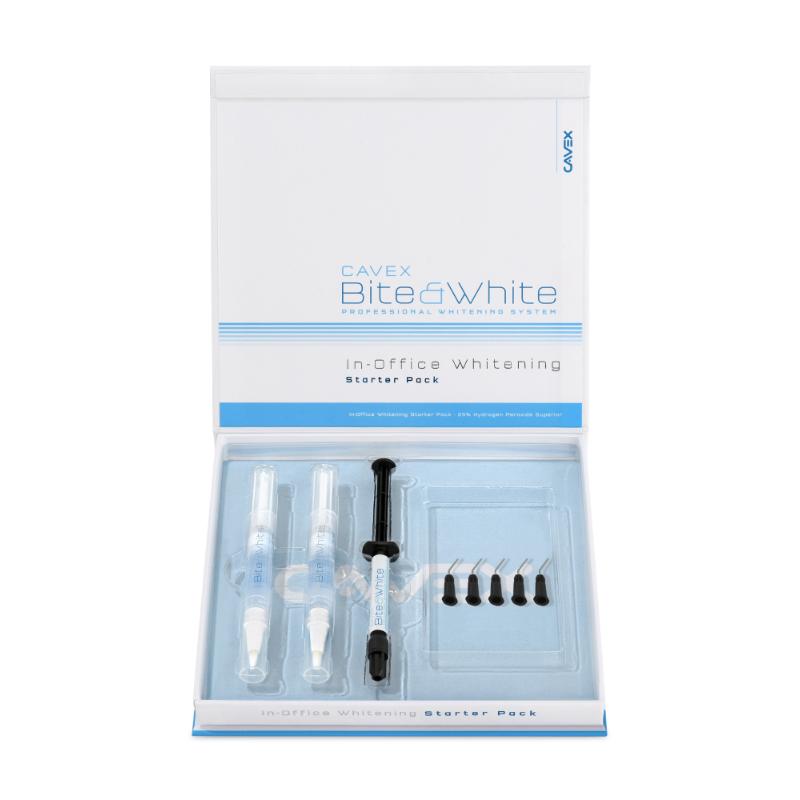 Bite&White In-Office HP25% Starter Pack, Includes: (2) 2-mL Whitening pens; (1) 1-mL Barrier/Spacer; (5) application tips/bx