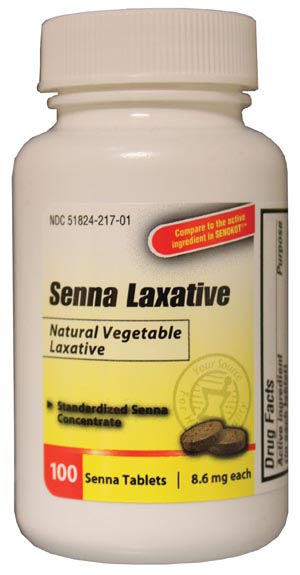 Senna Tablets, 8.6mg, Compared to the Active Ingredient of Senokot® Tablets, 100/btl, 24 btl/cs