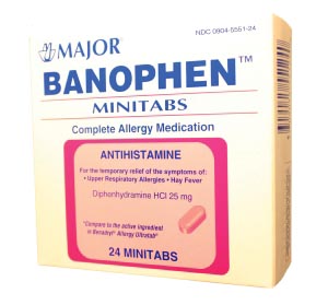 Banophen, Mini-Tabs, 25mg, 24s, Compare to Benadryl® Mini-Tabs, 24/cs, NDC# 00904-5551-24