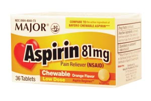 Aspirin, 81mg, 36s, Chewable Tablets, Compare to St. Joseph®, NDC# 00904-4040-73