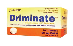 Driminate, 50mg, 100s, Tablets, Compare to Dramamine®, NDC# 00904-2051-59