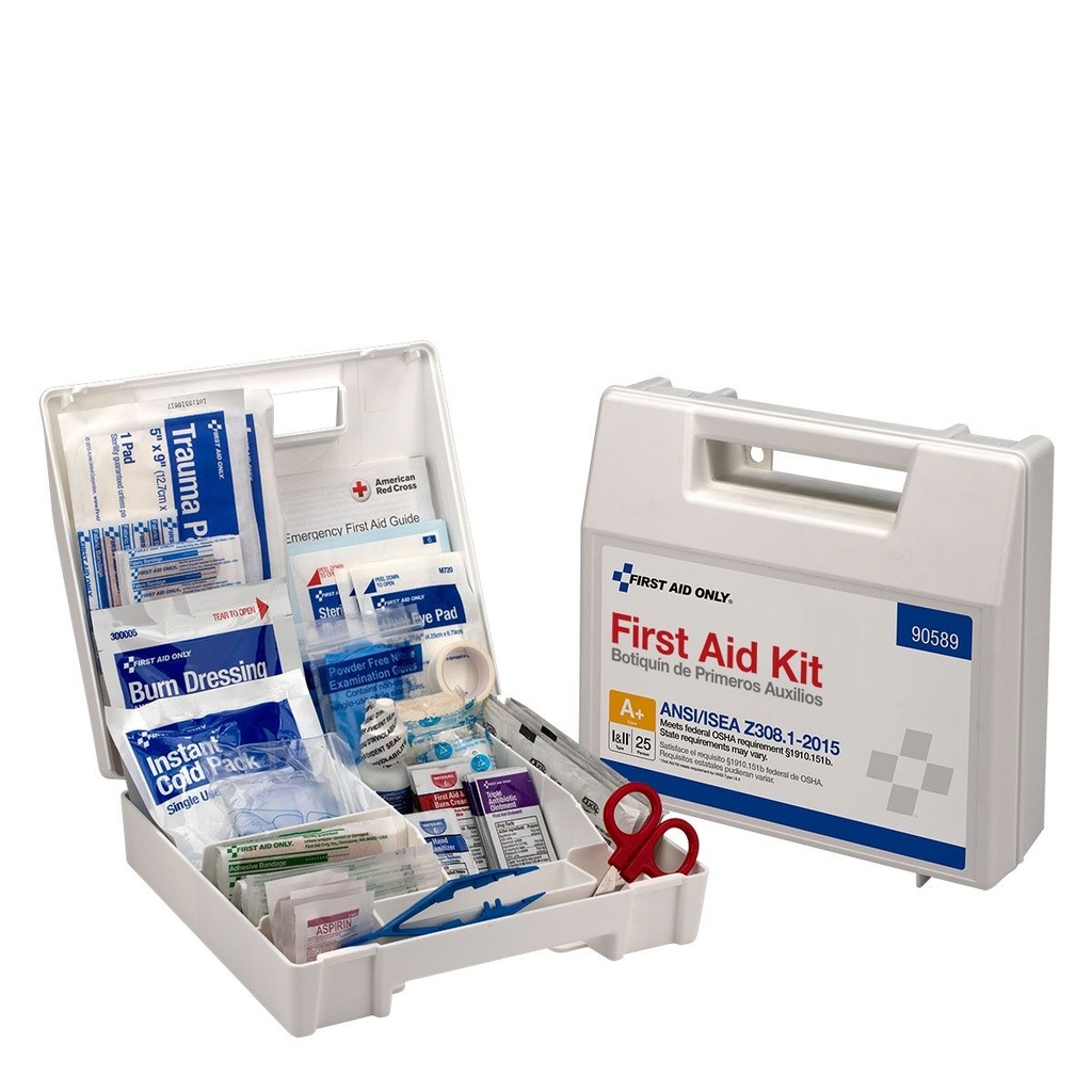 First Aid Only 25 Person ANSI Class A+ Bulk First Aid Kit with Plastic Case & Dividers
