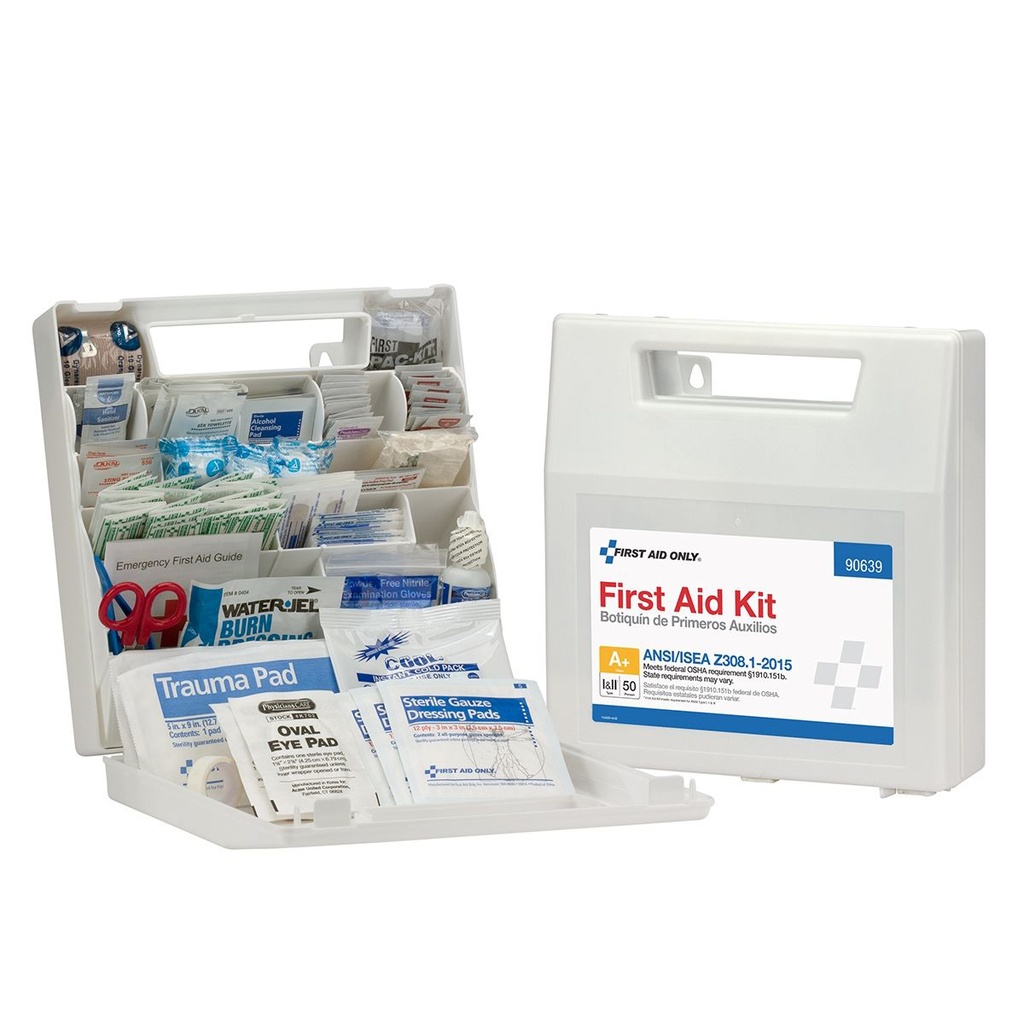 First Aid Only 50 Person Weatherproof ANSI Class A+ Bulk First Aid Kit with Plastic Case & Dividers