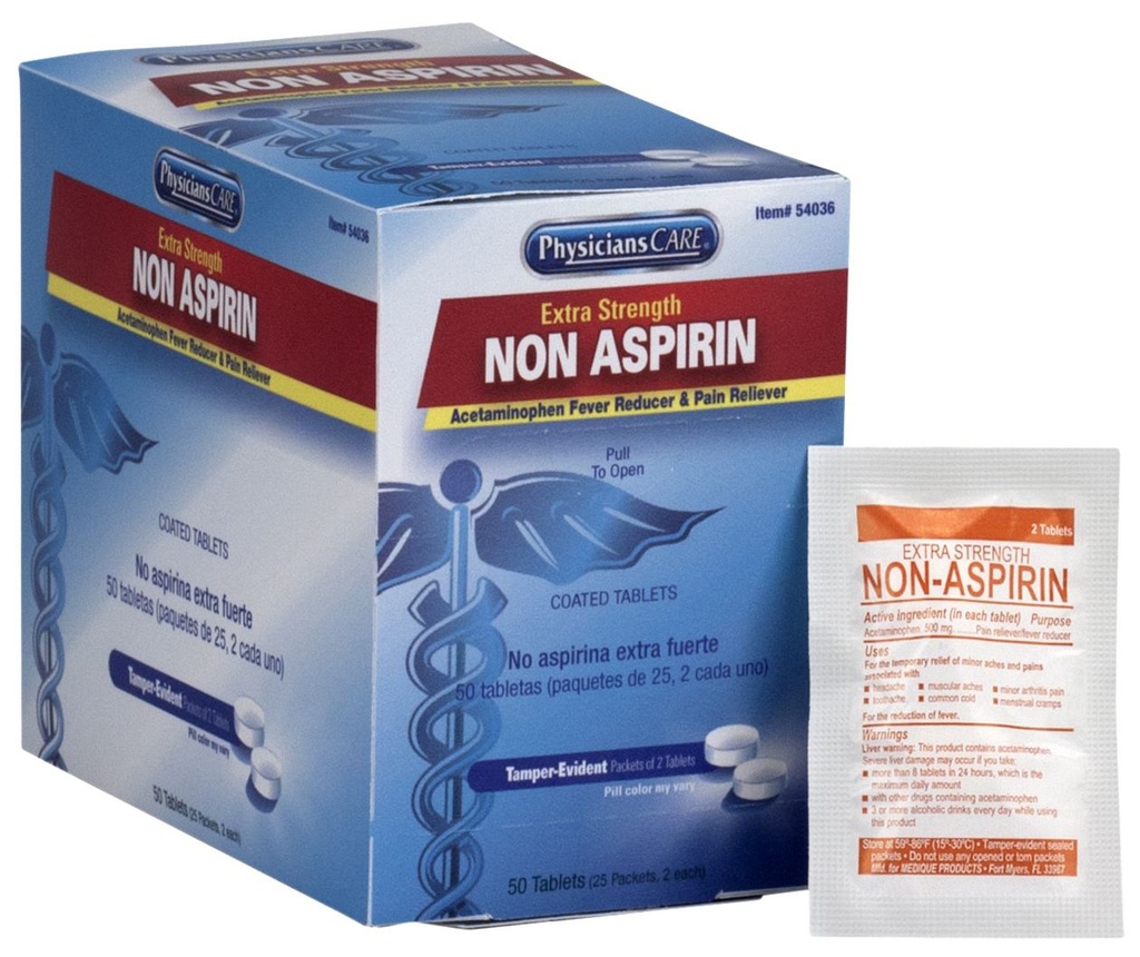 First Aid Only PhysiciansCare Extra Strength Non-Aspirin Tablet, 50/Box