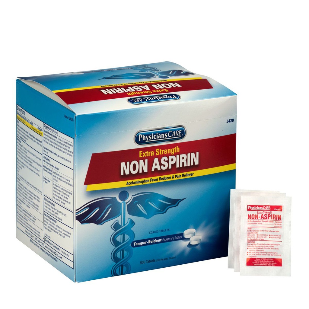 First Aid Only PhysiciansCare Extra Strength Non-Aspirin Tablet, 500/Box