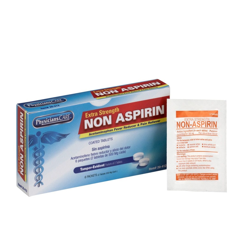 First Aid Only PhysiciansCare Extra-Strength Non-Aspirin, 12/Box