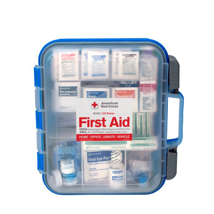 First Aid Only American Red Cross 50 Person ANSI Class A+ Large First Aid Kit with Clear Front Plastic Case