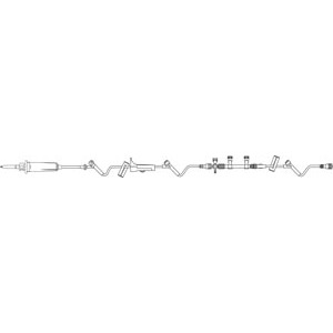 Manifold Delivery Set, Universal Spike, Backcheck Valve, Three Safeline® Injection Sites, Two Slide Clamps, Roller Clamp, Removable Dual Manifold & Four-Way Stopcock, SPIN-LOCK® Connector, 15 Drops/mL, DEHP & Latex Free (LF), 22mL Priming Volume, 126"L, 50/cs (Rx)