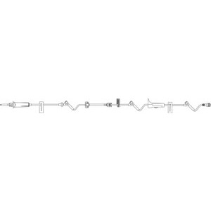 IV Admin Set, Universal Spike, Slide Clamp, Pressure Limited Check Valve, Three SAFELINE Injection Sites, Free Flow Protection Clamp, Roller Clamp, Slide Clamp, SPIN LOCK Connector, 15 Drops/mL, DEHP & Latex Free, 22mL Priming Volume, 120"L, 24/cs (Rx)